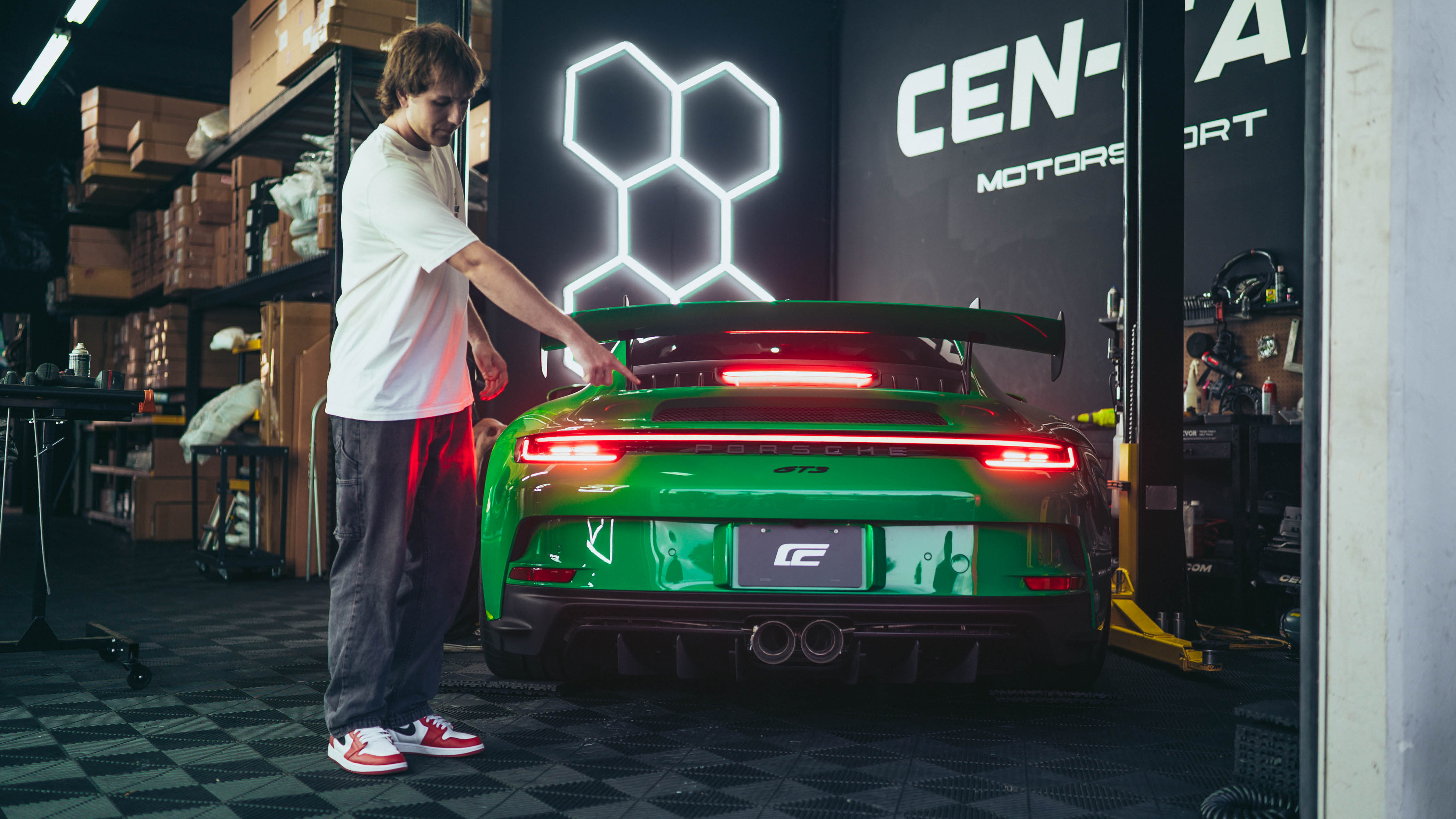 Green Porsche 992 GT3 CenCal shop build