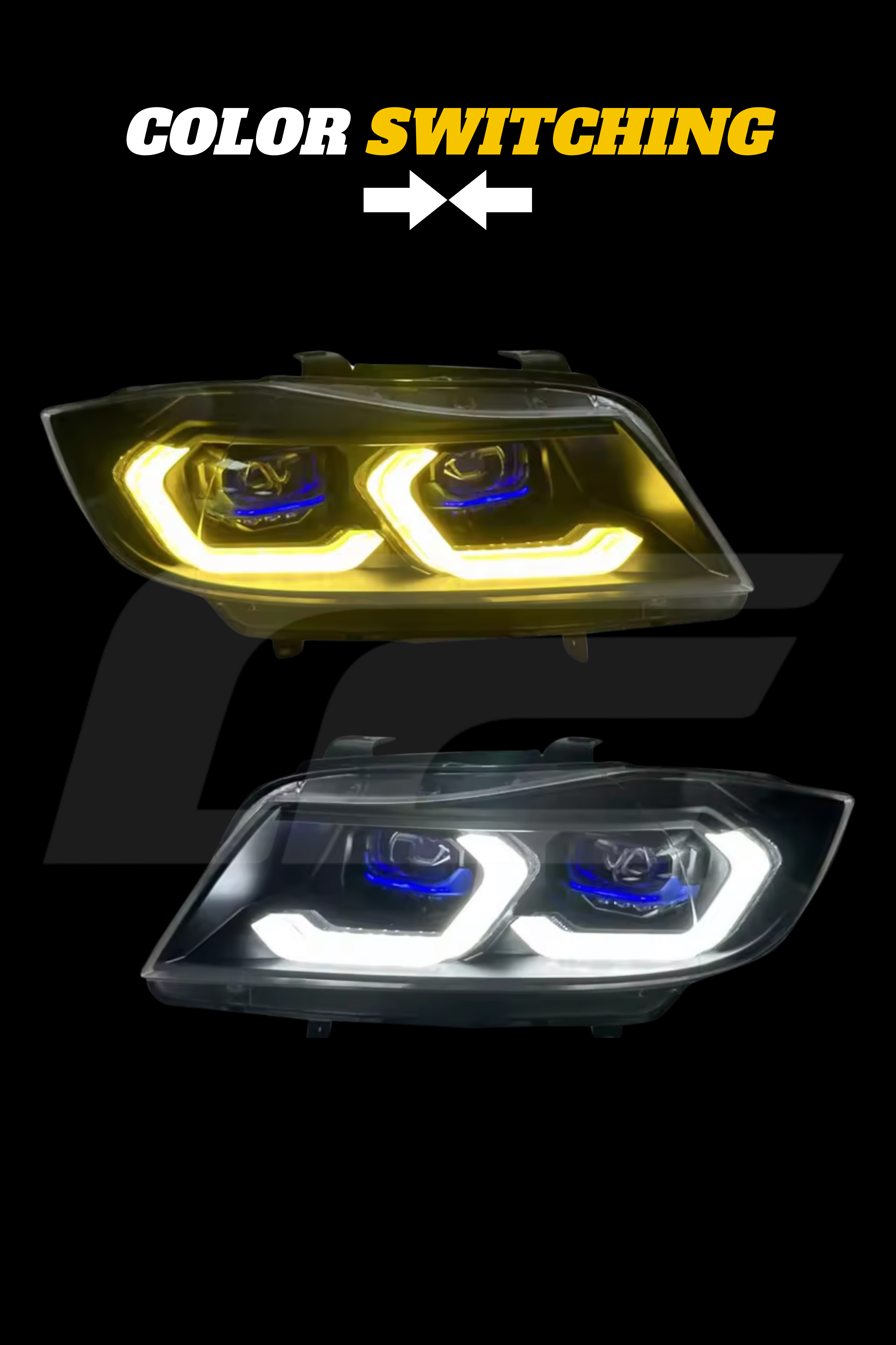 E90 3 Series Laser V1 Headlights - Color Switching White/Yellow