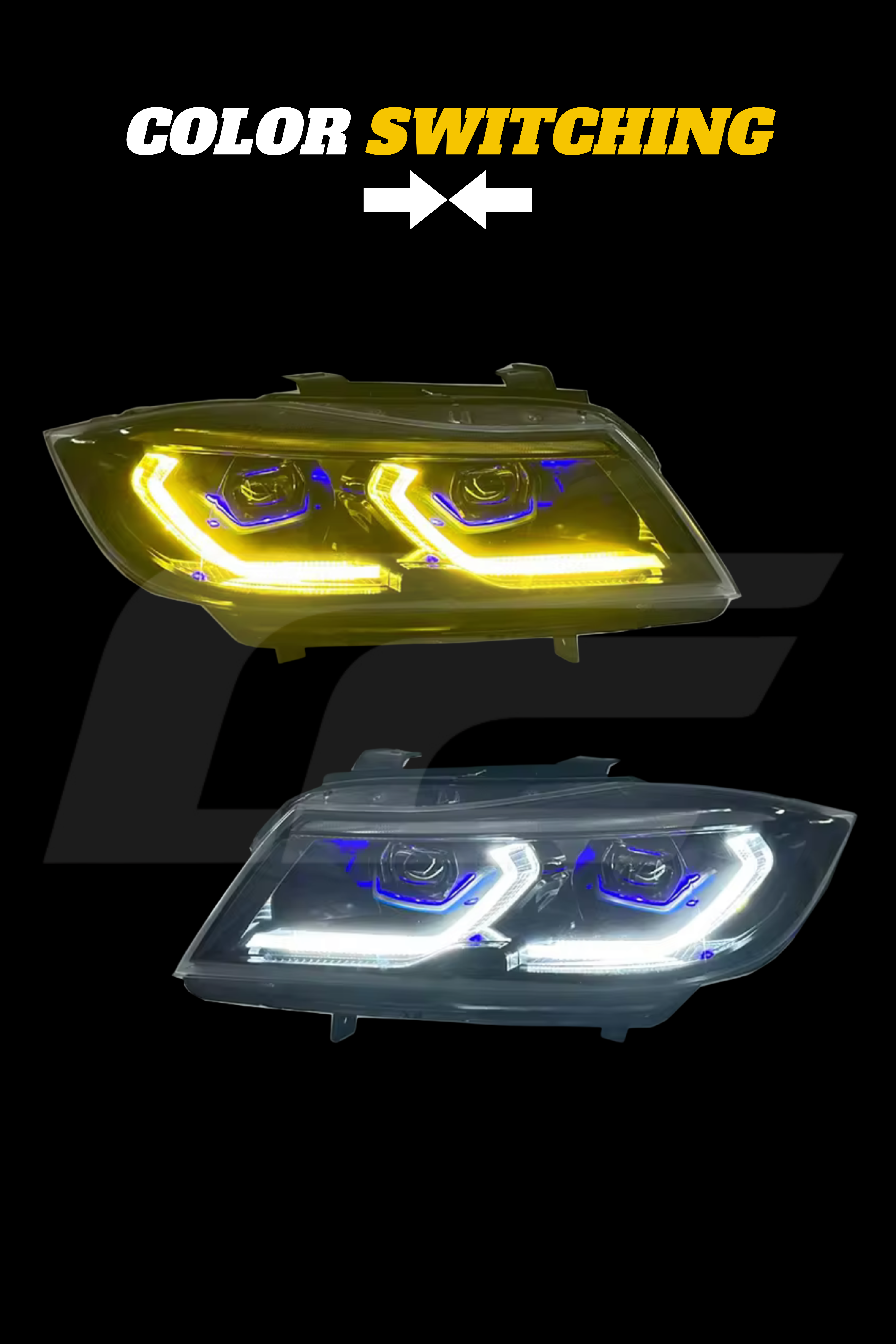 E90 3 Series Laser V2 Headlights - Color Switching White/Yellow
