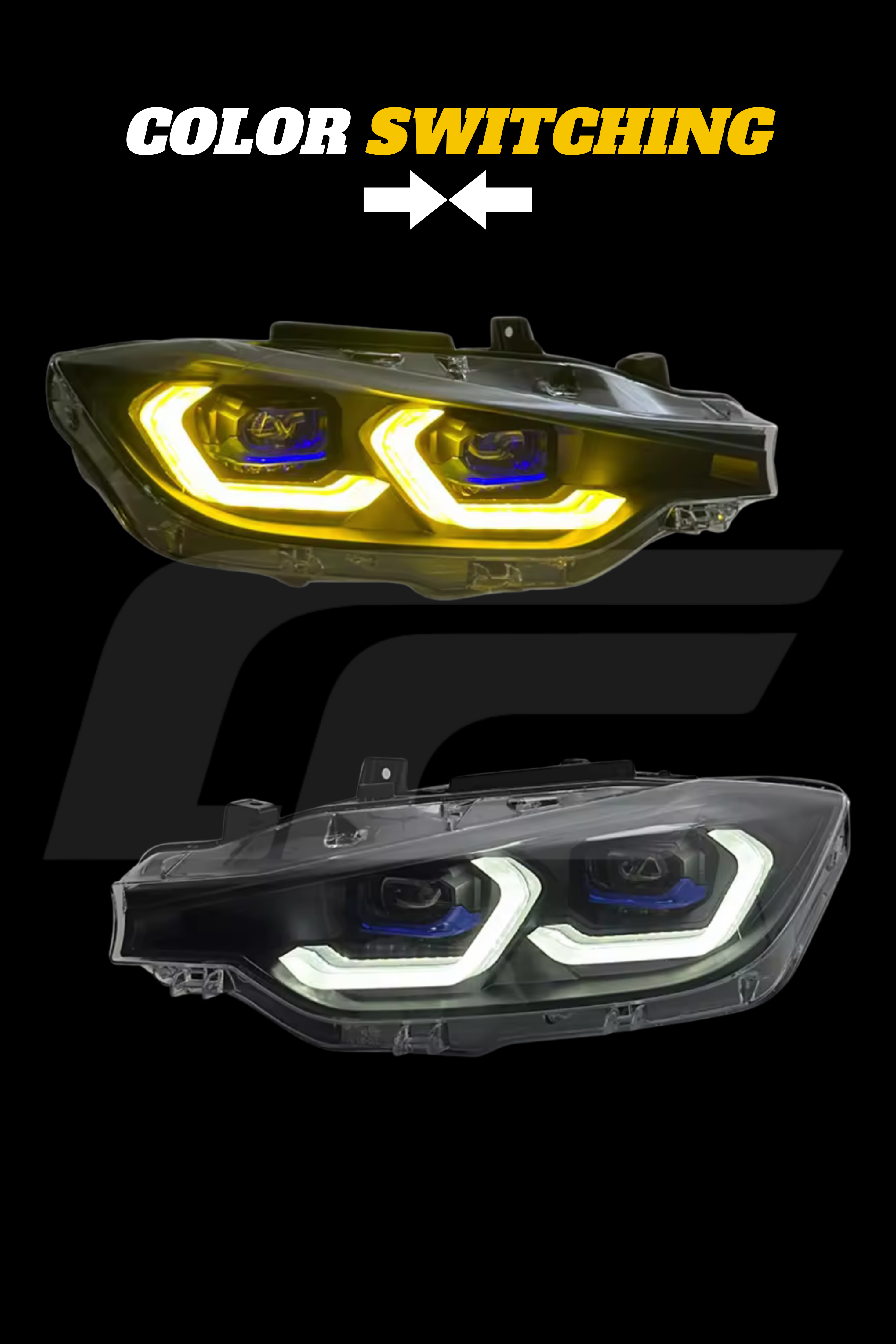 F30 3 Series Laser Style LED Headlights - Color Changing (White/Yellow)