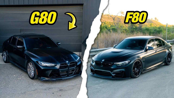 F80 and G80 rolling side-by-side on coastal highway