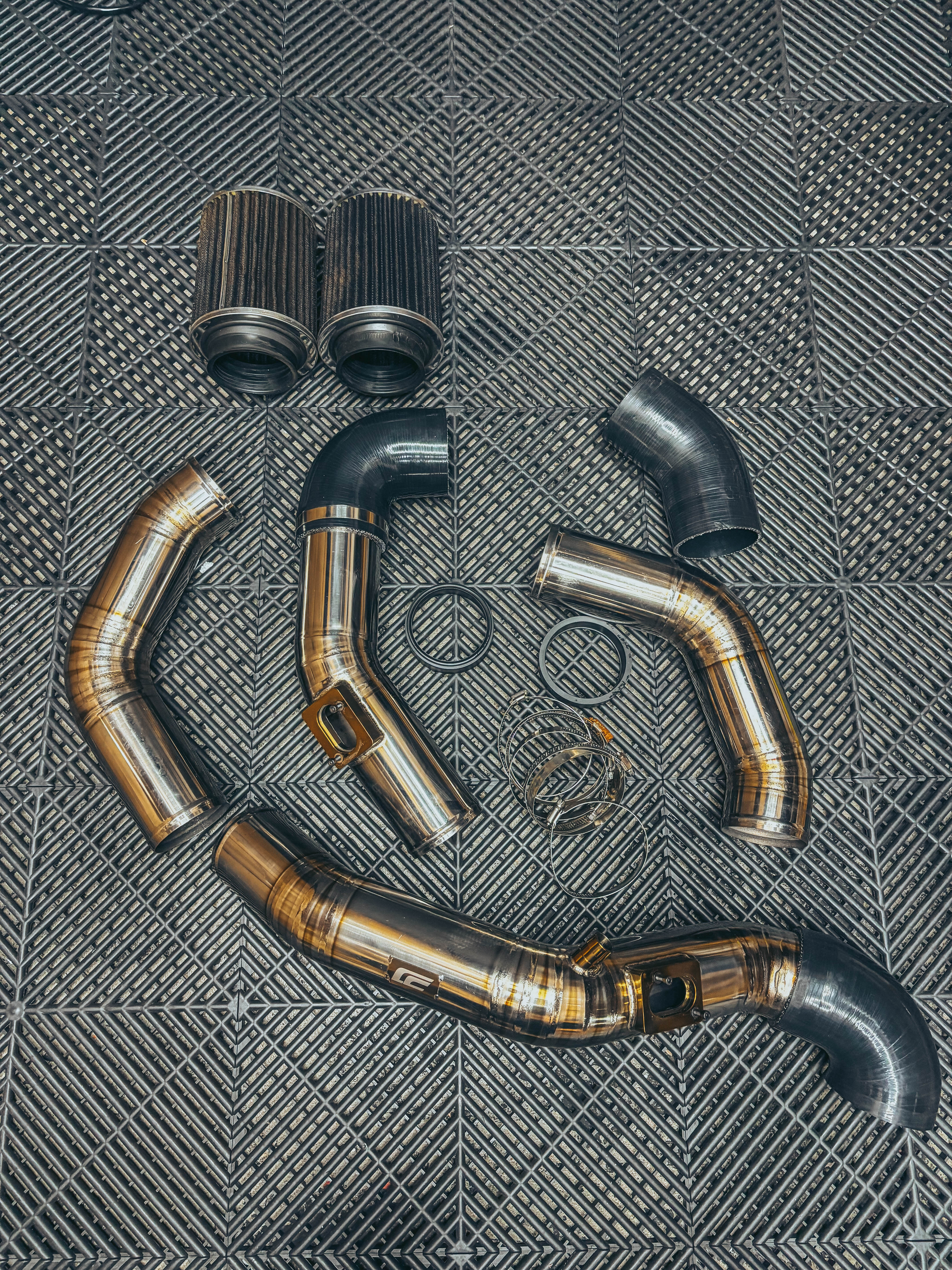 S55 Titanium Front Mount Intakes Raw Burn (USED) - F80 M3/F82 & F83 M4/F87 M2C