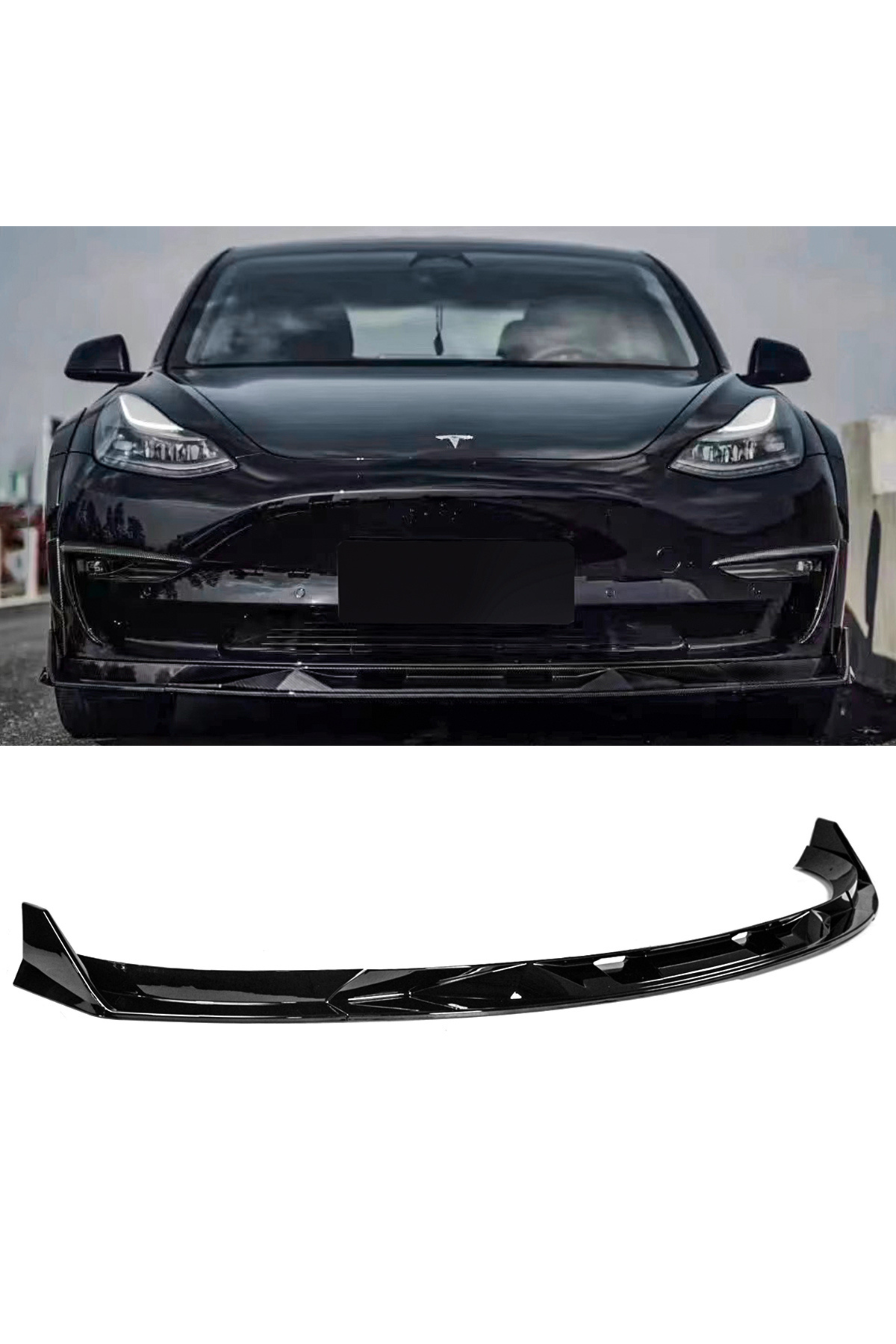 Tesla Model 3 - G Style Gloss Black Front Lip
