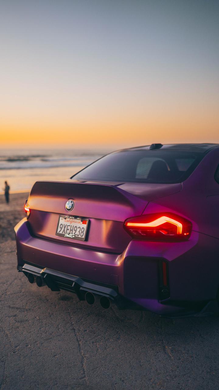 BMW G87 M2 CSL Carbon Fiber Trunk rear view beach sunset