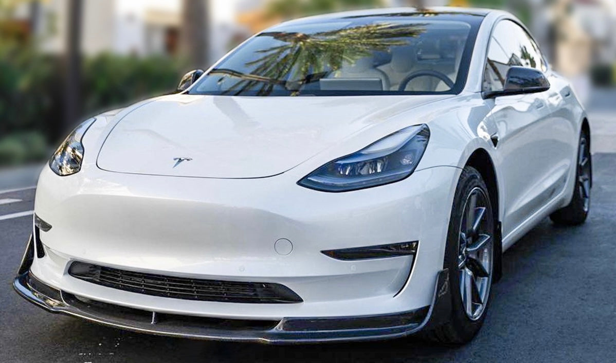 Tesla Model 3 - V Style Carbon Fiber 3PC Front Lip
