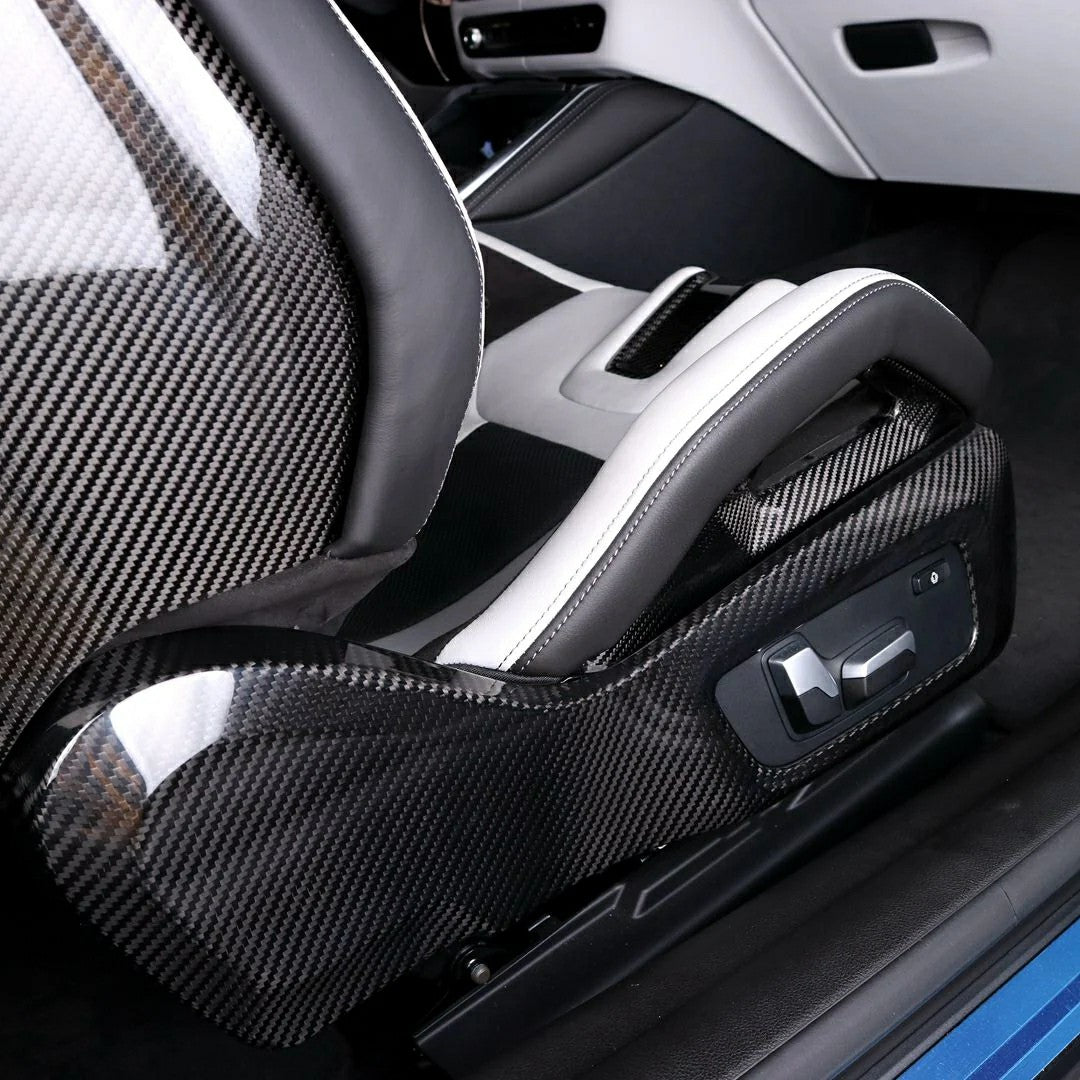 Dry Carbon Fiber Seat Side Covers for BMW G80 M3, G82/G83 M4, G87 M2 – Interior Trim Upgrade