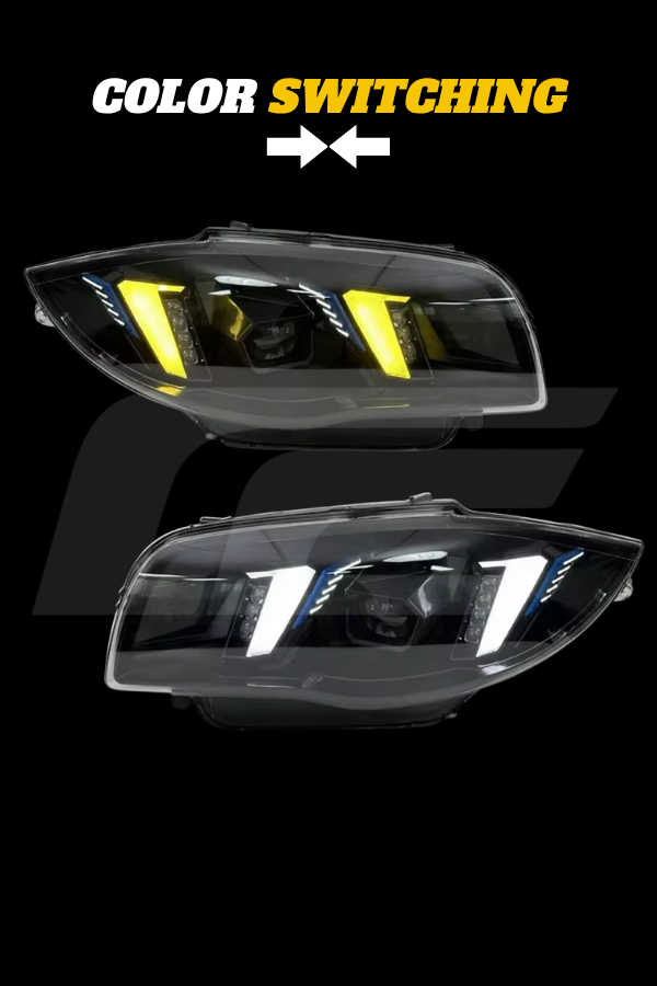 E82/E87 1 Series Snake Eye Headlights - Color Switching White/Yellow