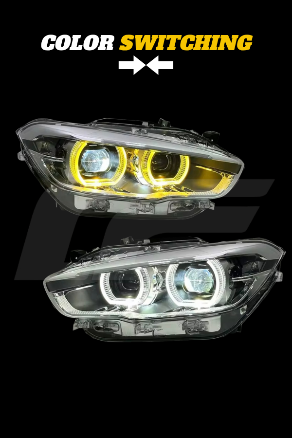 F20 1 Series Angel Eye Headlights - Color Switching White/Yellow (Halogen)