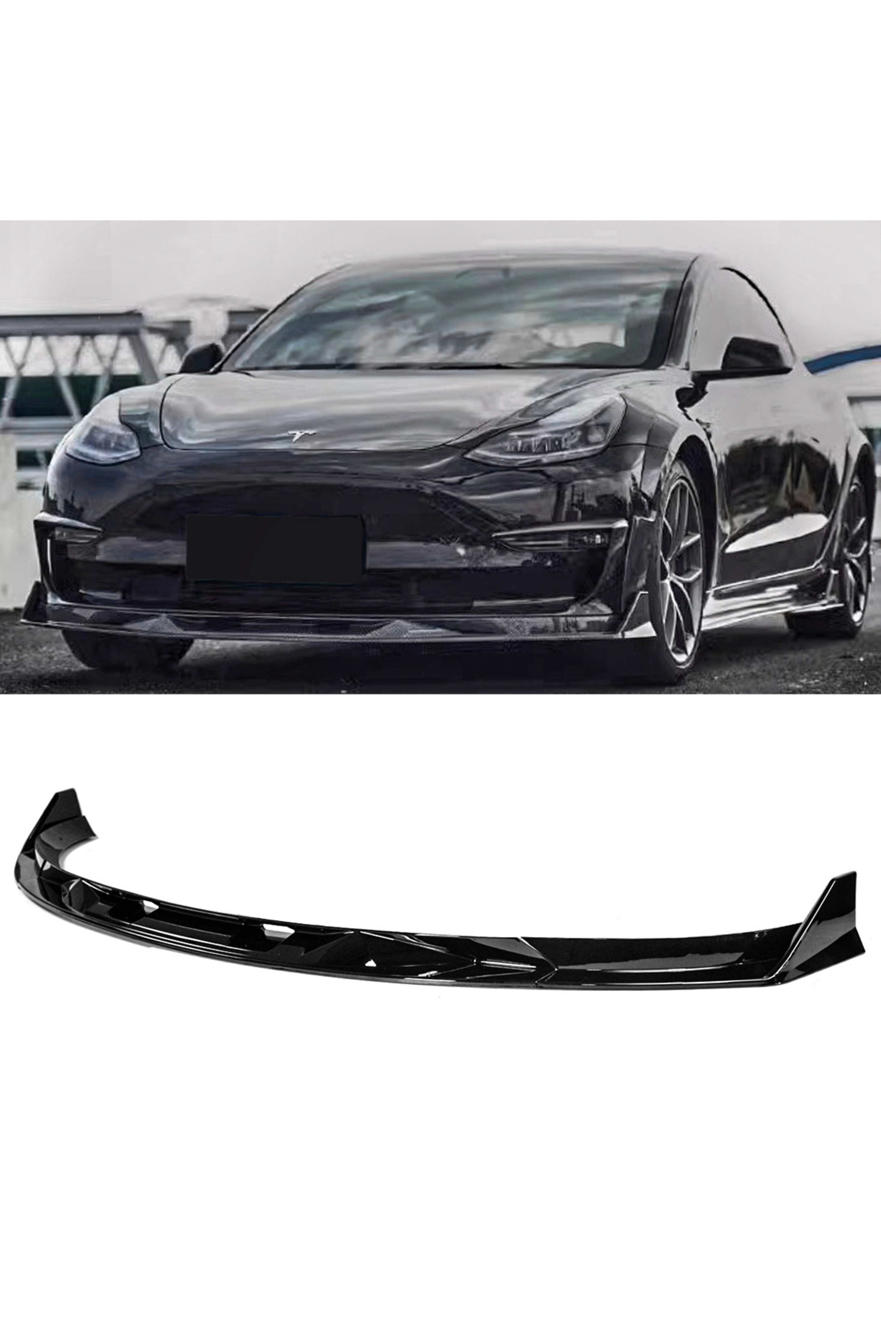 Tesla Model 3 - G Style Gloss Black Front Lip