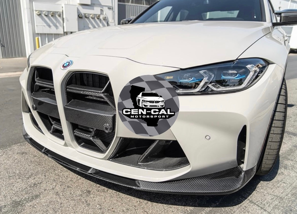 Real Carbon Fiber Front Bumper Lip – V Style For BMW G80 M3 / G82 G83 M4 (2021-2025) – 3 Piece Kit